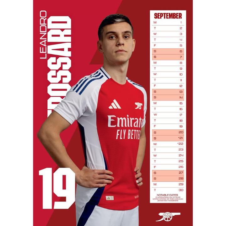 Actual product image Arsenal FC 2025 A3 Wall Calendar (A3, Hardcover, German)