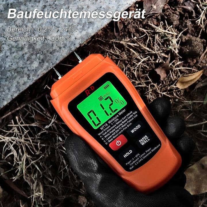 Actual product image Rdinscos Feuchtigkeitsmessgerät DINSCOS MT18 mit 3 Modi
