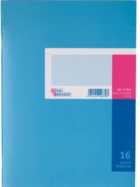 Image du produit König & Ebhardt Carnet à colonnes DIN A4 bleu clair/magenta 16 colonnes 40 fls (40 x)