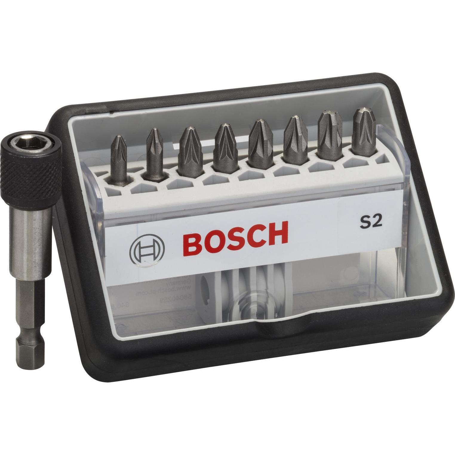 Bosch Professional Zubehör, Bits, 8+1-tlg. Schrauberbit-Set, Robust Line, S PZ, Extra Hard-Ausführung (Kreuz Pozidriv PZ...