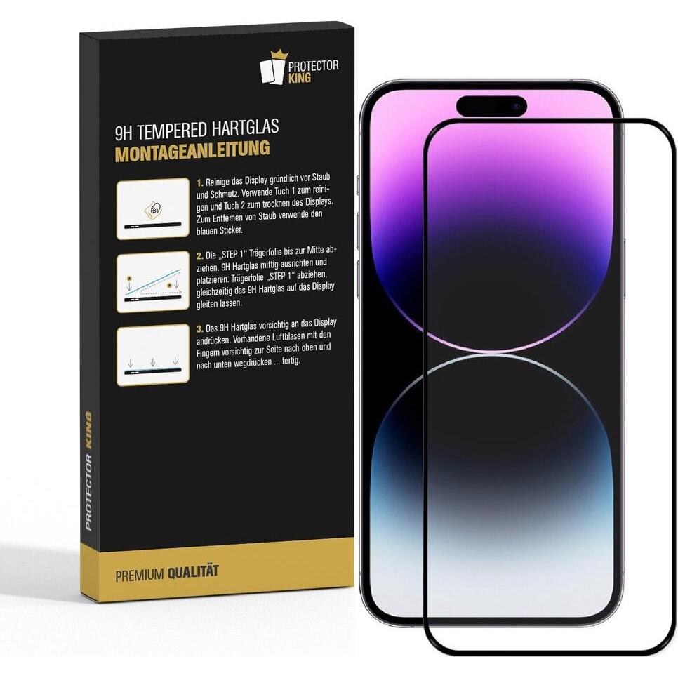 Thumbnail - Protectorking 1x echtes Tempered 9H Panzerhartglas 3D KLAR (1 Stück, Apple iPhone 14 Pro Max), Smartphone Schutzfolie, T...