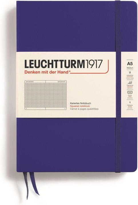 Notizbuch Medium A5, Kariert, Dunkelblau, Produkttyp (A5, Checked, Hardcover)