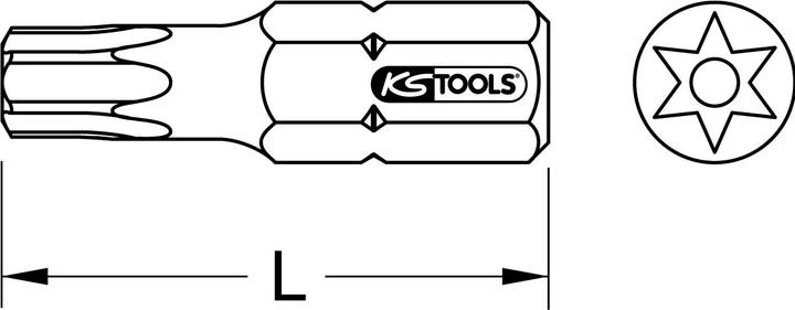 Actual product image KS Tools 1/4" TORSIONpower Bit, length 25 mm (TB25)