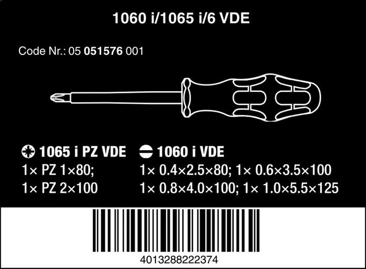 Actual product image Wera 1060 i/1065 i/6 (Port, Pozidriv cross recess (PZ))
