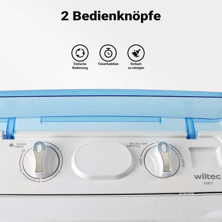 Actual product image Wiltec Portable Washing Machine 6 kg, Mini Washing Machine with Timer