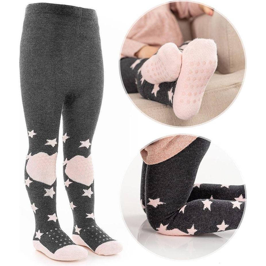 La Loona, Strümpfe, LaLoona Baby-Strumpfhosen Krabbelstrumpfhose - Sterne Rose -, Grau, Rosa, (74/80)