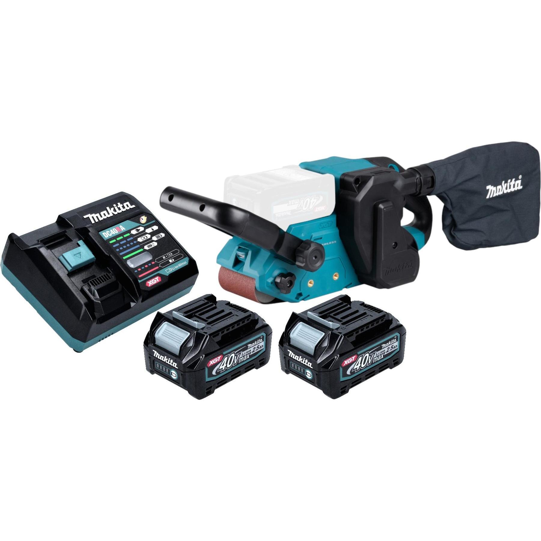 Makita, Schleifmaschine + Poliermaschine, BS 001 GD201 Akku Bandschleifer 40 V max. 76 x 533 mm Brushless + 2x Akku 2,5 ...