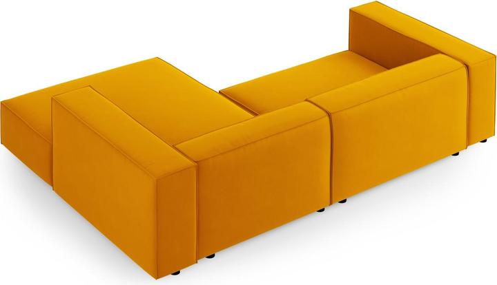 Actual product image Cosmopolitan Design Velvet Right Corner Sofa, "Arendal", 3 Seats, Yellow, 224x166x70 Made in Europe (3-seater)