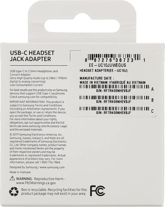 Image du produit Samsung Adaptateur audio USB-C (USB-C, Jack 3.5mm)