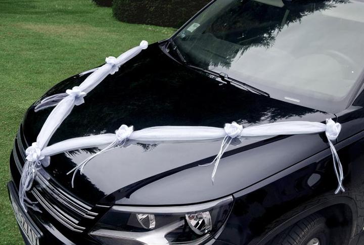 Immagine prodotto Partydeco Accessori per feste Decorazione auto Organza 1,8 m, 2 pezzi, bianco (2 pz.)