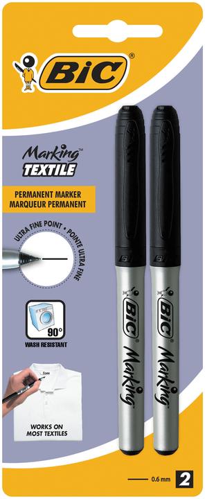 Image du produit Bic Textile Marker Noir Bl2 (Argent, Noir, 0.90 mm, 2 x)