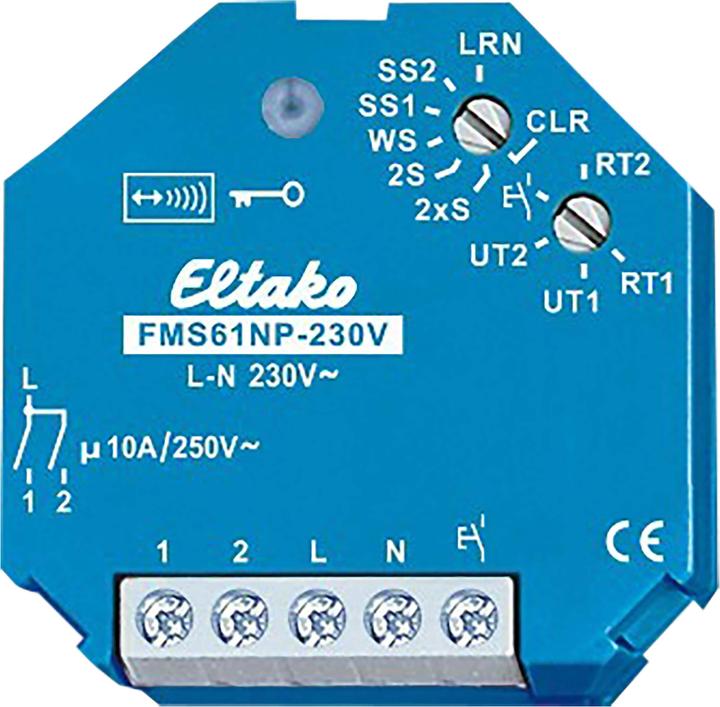 Eltako FMS61NP-230V Funkaktor Multifunktions-Stromstossschalter UP 1+1 Schliesser 10A/250V AC (Schaltaktor)