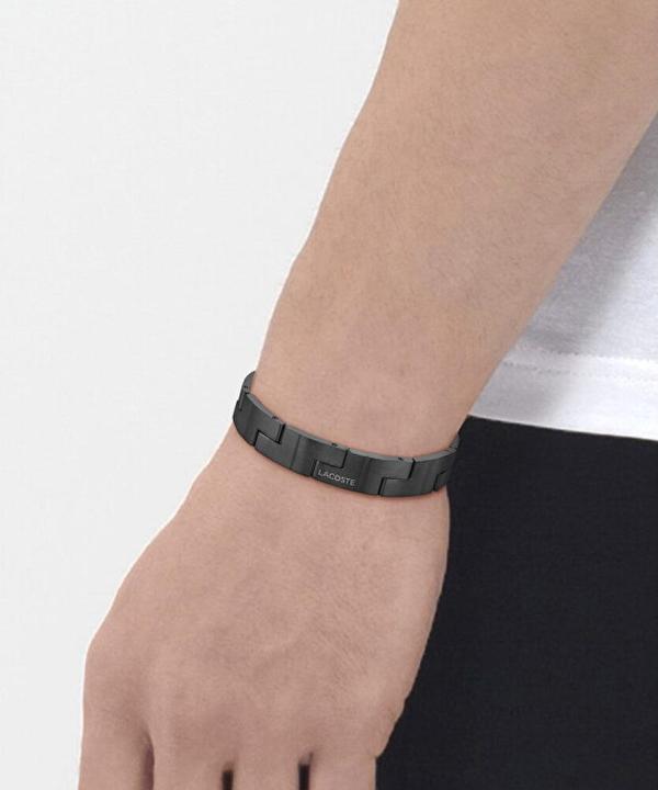 Actual product image Lacoste - Fashion steel bracelet for men 2040222 (Black ionic coating, Stainless steel)
