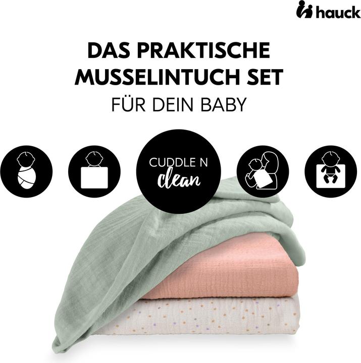 Image du produit Hauck Cuddle N Clean 3Set Sage/Beige Dots/ Cork (80 cm, 80 cm)