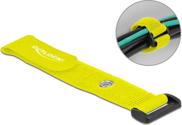Actual product image Delock Velcro cable tie with loop and fixing eye L 190 x W 25 mm yellow 5 pieces (Velcro cable ties, 190 mm, 5 pcs.)