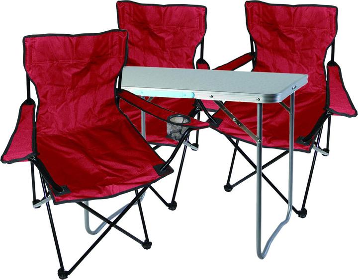 Mojawo 4-teiliges Campingmöbel Set rot Tisch+ campingstühle mit Tasche