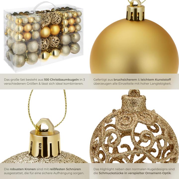 Produktbild tectake Weihnachtskugeln (100 -teilig)