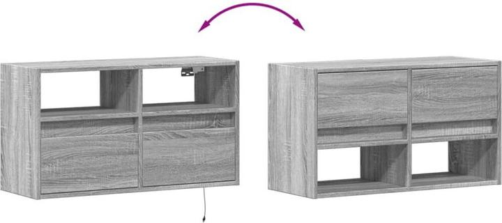 Image du produit vidaXL Armoire TV Armoire murale Lowboard Suspendu avec éclairage LED Gris Sonoma