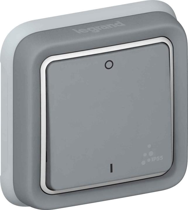 Produktbild Legrand Plexo55 Modular Ausschalter 2-polig Feuchtraum grau 069530