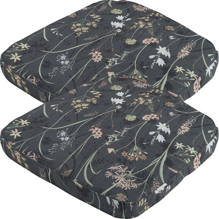 Natura Punto Stuhlkissen Outdoor, Blumenmuster, 2er-Set (48 x 48 cm)