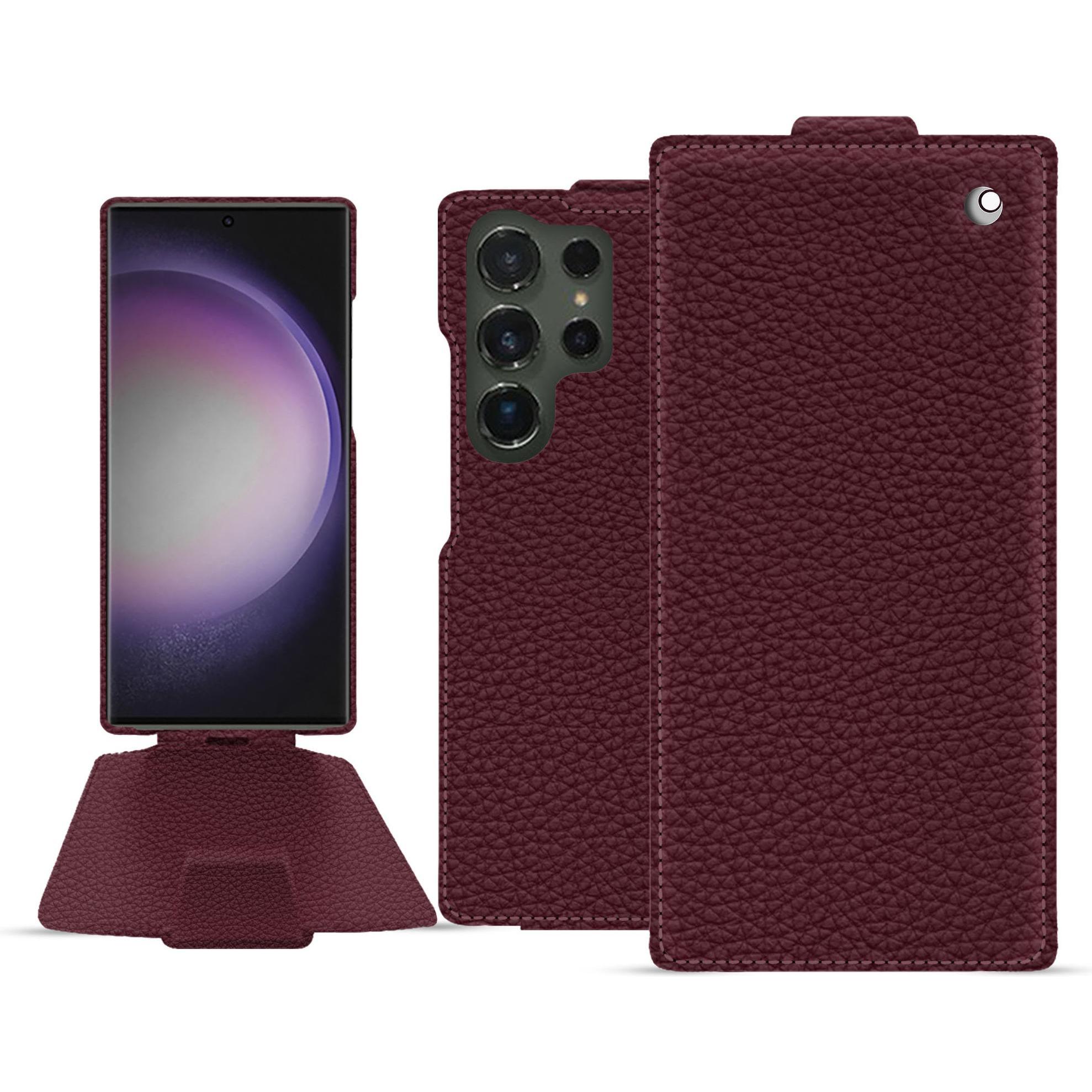 Noreve Lederschutzhülle vertikal (Samsung Galaxy S24 Ultra), Smartphone Hülle, Violett
