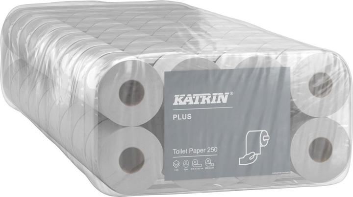 Katrin Toilet paper 3-ply, toilet paper, WC paper- Plus Toilet 250 SOFT - 9 x 8 rolls, se (72 x)