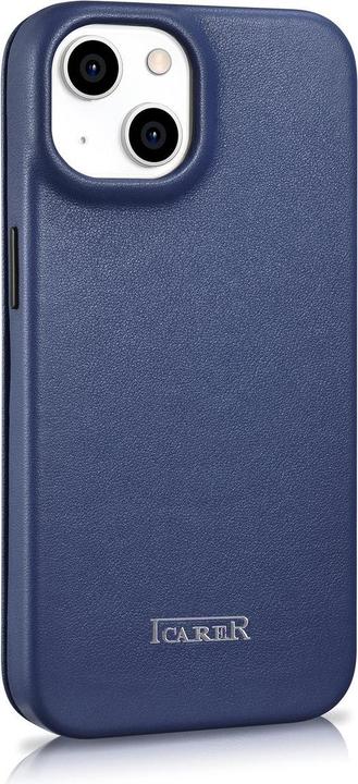 Actual product image iCarer CE Premium Leather Folio Case for iPhone 14 Plus Magnetic Flip Leather Folio Case MagSafe Blu (Apple iPhone 14 Plus)
