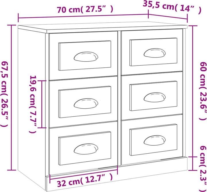Image du produit vidaXL Sideboard (70 x 35.50 x 67.50 cm)