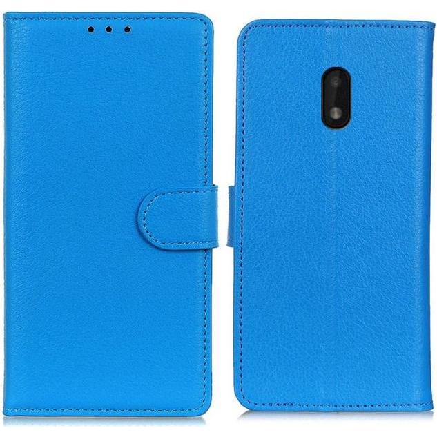 Thumbnail - MU Classic Litchi Leder Bookcover Series (Nokia C1 Plus), Smartphone Hülle, Blau