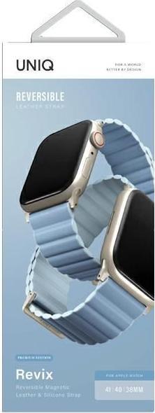 Image du produit Uniq pasek Revix Premium Apple Watch Series 1/2/3/4/5/6/7/8/SE/SE2 38/40/41mm Edition Reversible Mag (41 mm, cuir écologique, Plastique, Silicone)