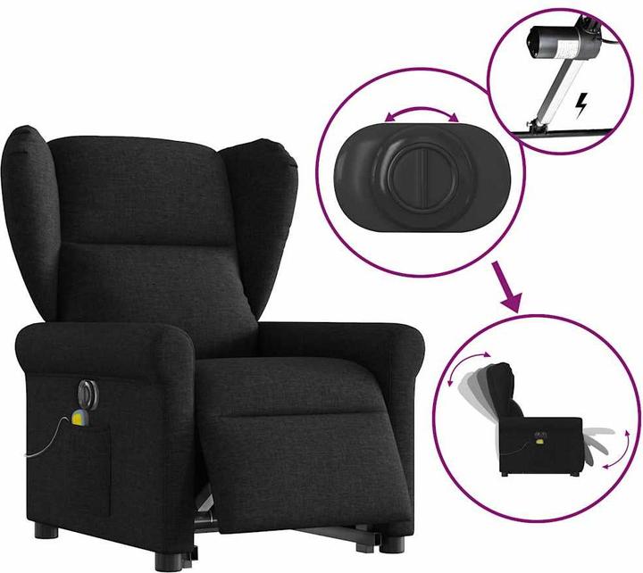 Actual product image VidaXL Electric massage chair with stand-up aid black fabric