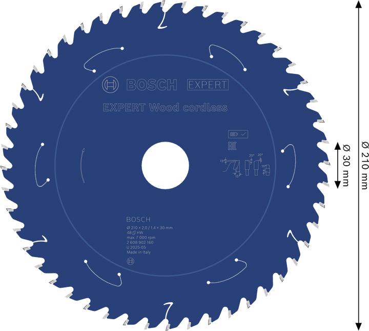 Immagine prodotto Bosch Professional Zubehör EXPERT Wood Kreissägeblatt, 210x30 mm, T48