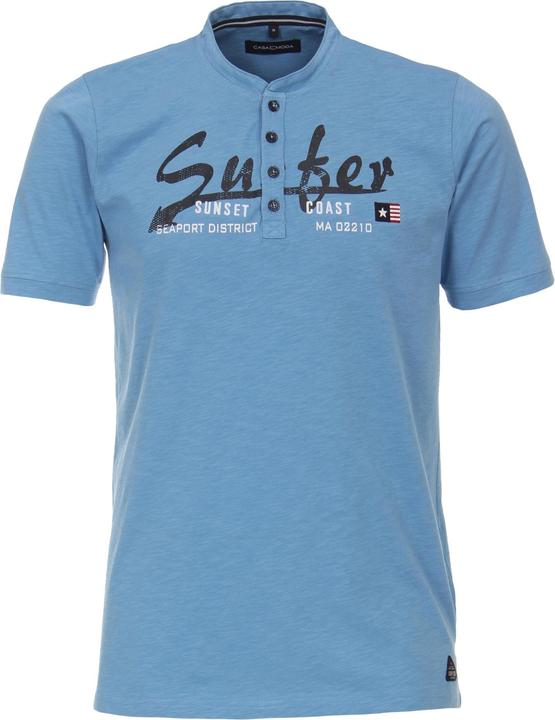 Casa Moda T-Shirt Kurzarm-Henley-Shirt mit Print und Stickerei (M)