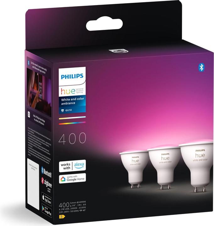 Produktbild Philips Hue White & Color Ambiance (GU10, 4.20 W, 400 lm, 3 x, E)