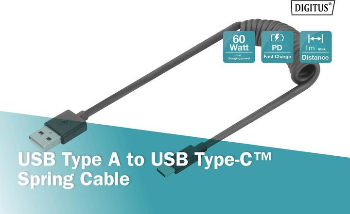 Digitus USB A — USB C (1 m, USB 2.0, 60 W)