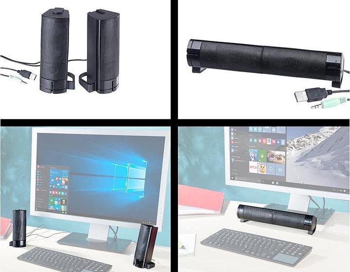 Produktbild Auvisio 2in1-PC-Stereo-Lautsprecher und Soundbar