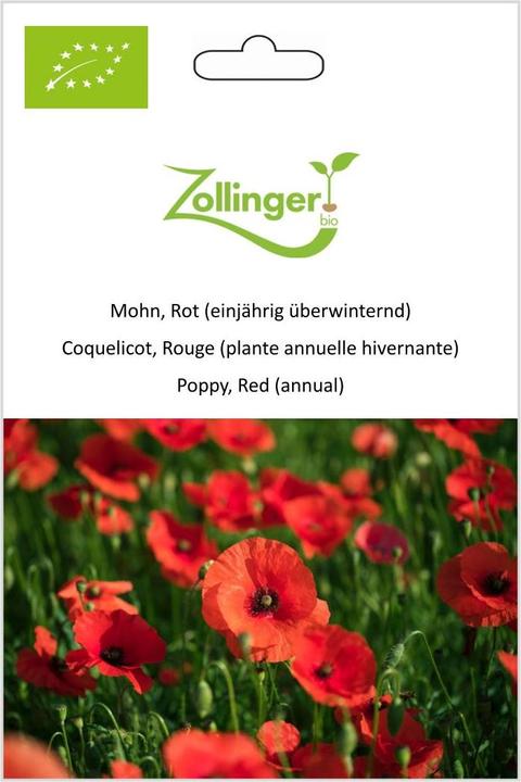 Immagine prodotto Zollinger Bio Mohn, Rot (einjährig überwinternd)