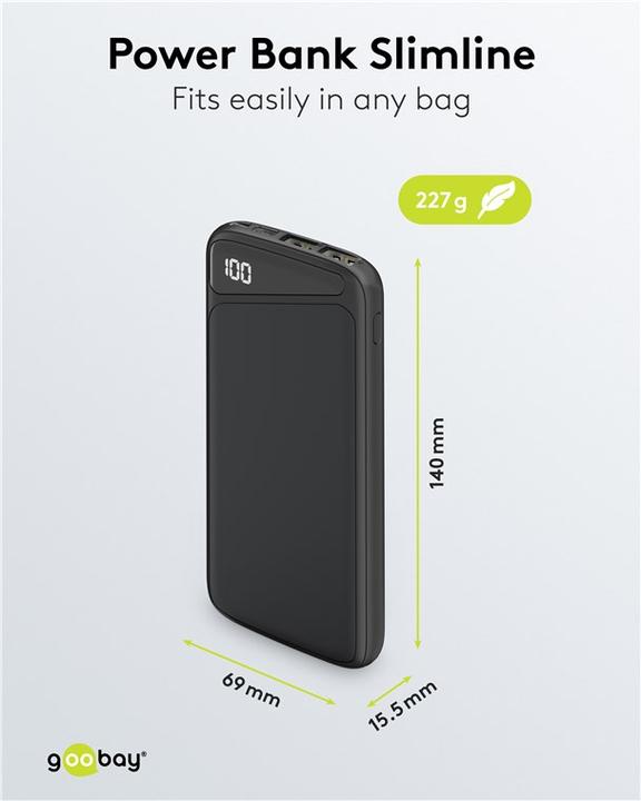 Actual product image Goobay Slimline (10000 mAh, 10.50 W, 50 Wh)