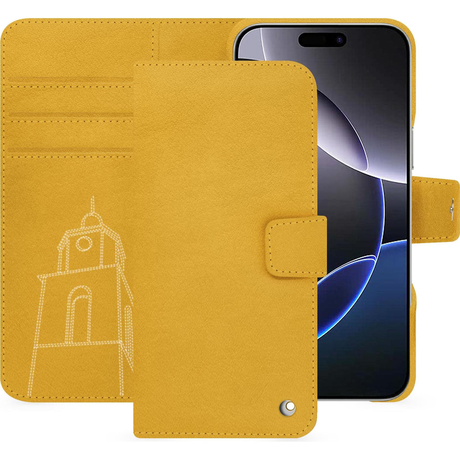 Noreve Lederschutzhülle Apple iPhone 16 Pro Max (Apple iPhone 16 Pro Max), Smartphone Hülle, Gelb