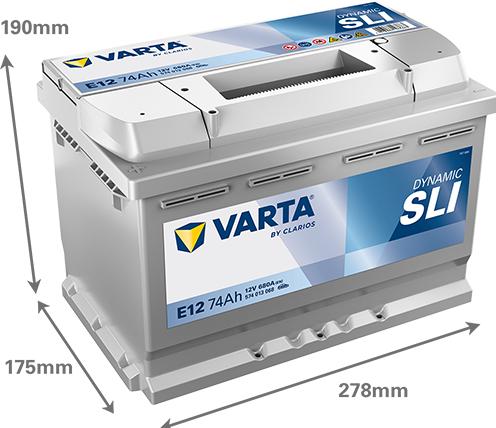 Actual product image Varta Blue Dynamic E12 (12 V, 74 Ah, 680 A)