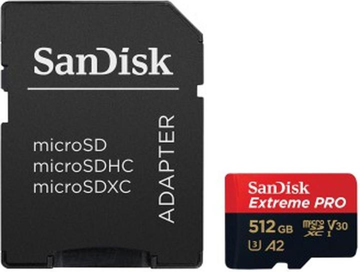 Immagine prodotto SANDISK Extreme Pro microSD A2 (512 GB, microSDXC, U3, UHS-I)
