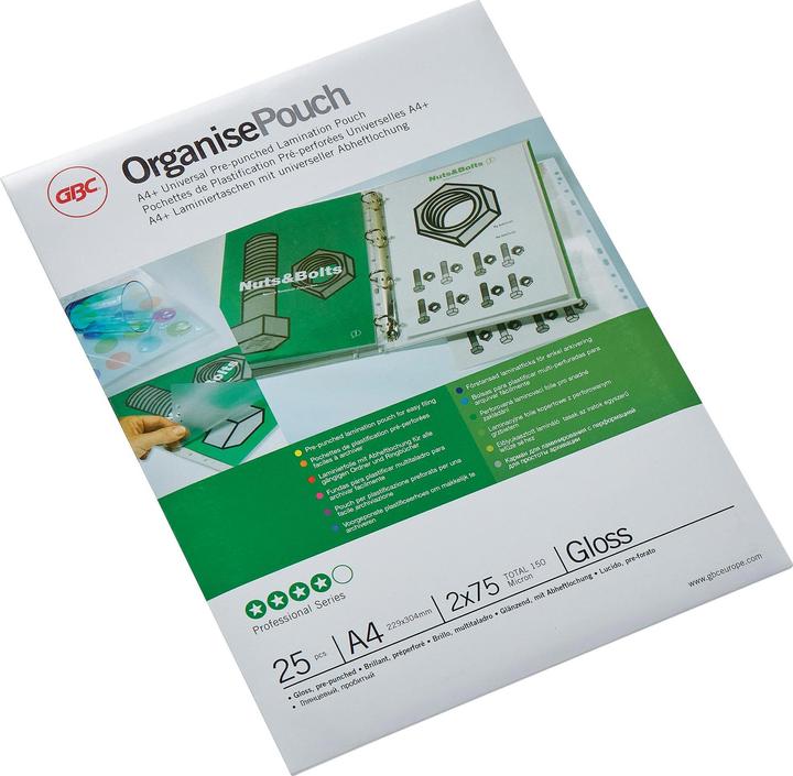 Image du produit GBC Pochettes de plastification à chaud - avec perforation de classement (A4+, 25 pièce(s), 75 µm)