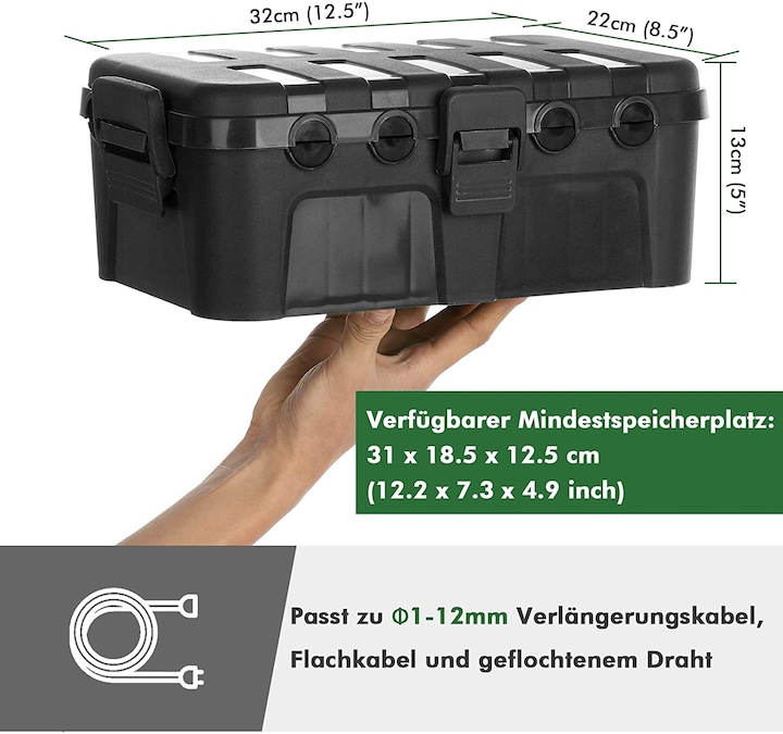 Produktbild Restmo Kabelbox, wasserdicht (32x22x13cm), schwarz