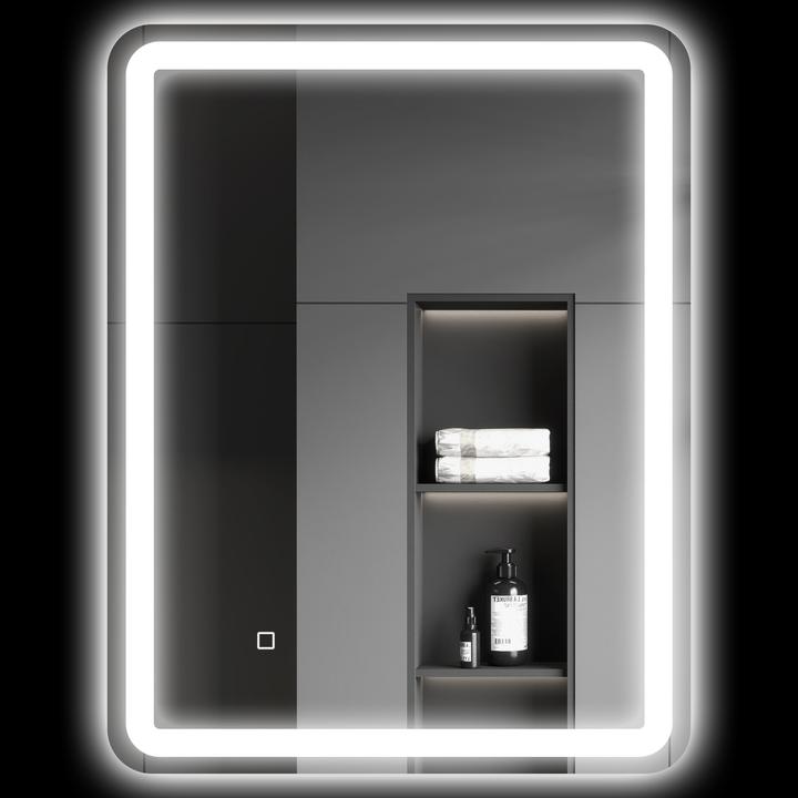 Immagine prodotto Homcom Badspiegel Hartglas Silber (70 x 70 x 90 cm)