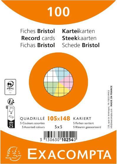 Exacompta Cartes-fiches quadrillées (105 x 148 mm, 205 g/m², 100 x)