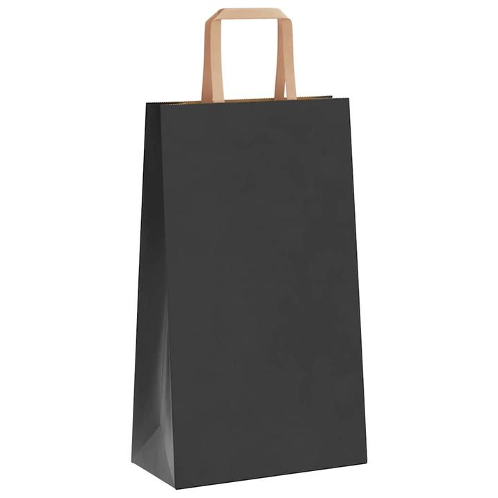 Actual product image vidaXL Kraft paper bags 50 pcs. with handle black 21x11x36 cm paper bag (Gift bag, 50 x)