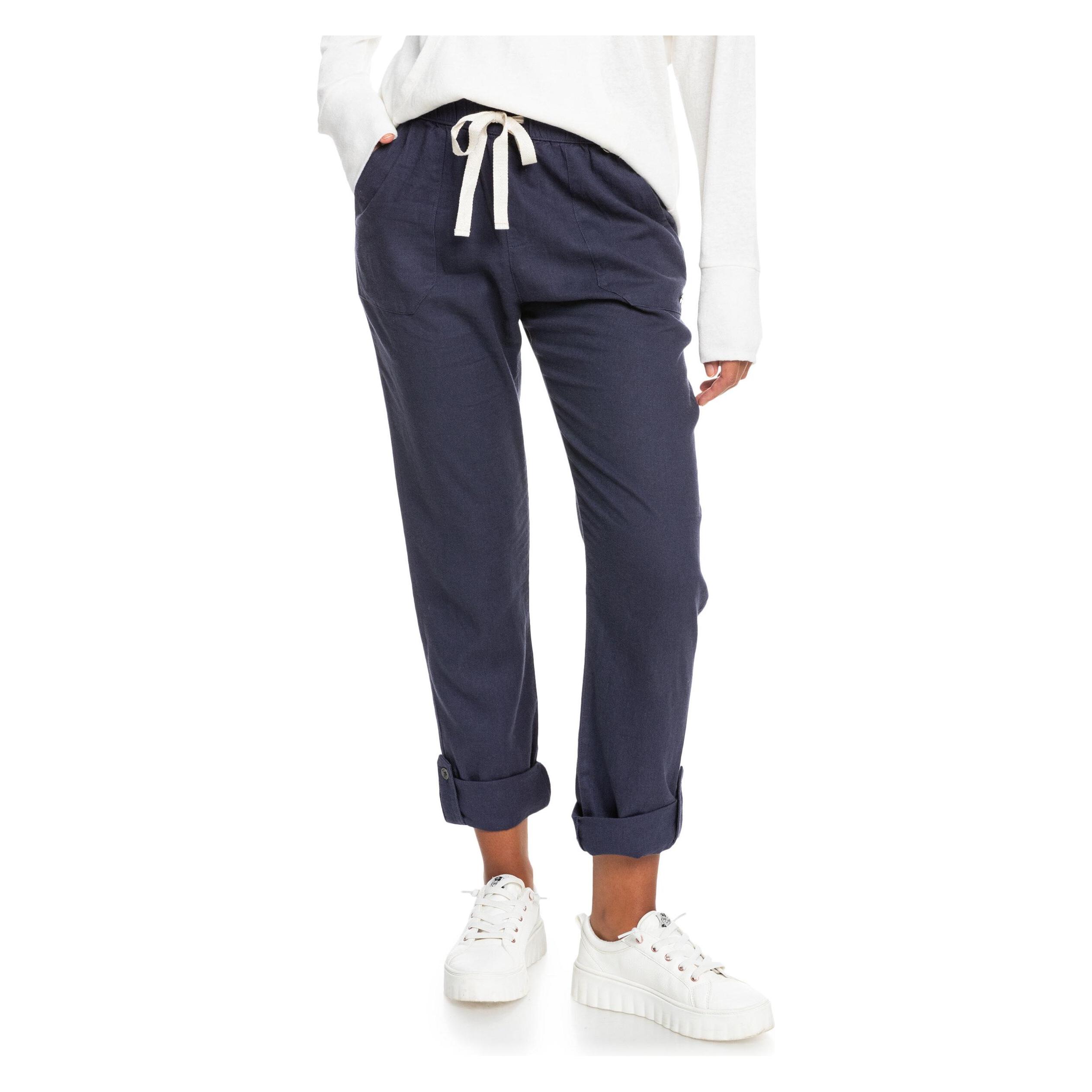 Roxy, Damen, Hosen, Women's On The Seashore Linen Cargo Trousers, Blau, (Xxl)