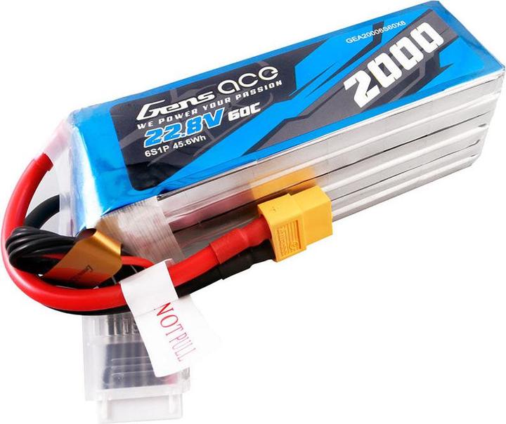Image du produit Gens Ace Pack de batteries Lipo 2000mAh 22.8V 60C 6S1P haute tension avec connecteur XT60 (22.80 V, 2000 mAh)