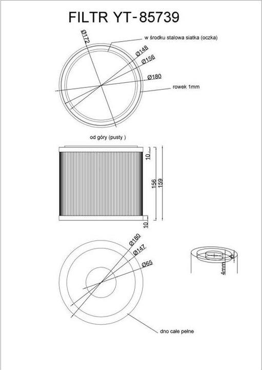 Actual product image Yato FILTR DO ODKURZACZA YT-85710