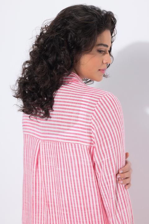 Produktbild Ulla Popken Bluse, Leinenmix, Patchmuster, Hemdkragen, Langarm (54)
